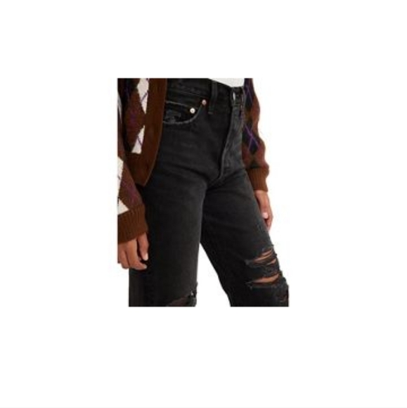 NWT Levi's Ribcage Straight Ankle Jeans, Distressed, Skewed Black, Size 29x27 - Picture 13 of 16